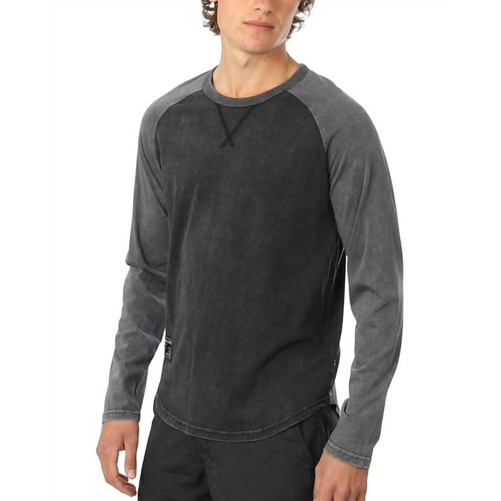 NEW ZIMEGO athletic fit baseball retro contrast long sleeve raglan tee in charco